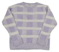 Levandulovo-bílý kostkovaný svetr George 