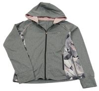 Šedo-růžová vzorovaná sportovní propínací mikina s kapucí Primark