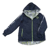 Tmavomodrá šusťáková oboustranná bunda s kapucí Seagull