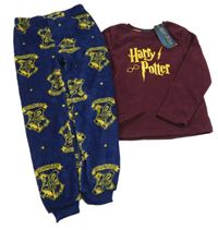 Nové - Mahagonovo-tmavomodré plyšové pyžamo Harry Potter Primark