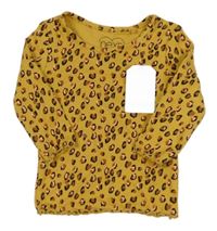 Nové - Okrové žebrované triko se vzorem Next 