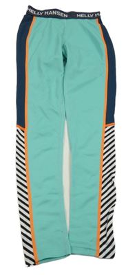 Světlemodro-tmavomodré spodné funkčné nohavice s pruhmi Helly Hansen