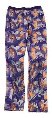 Fialovo-oranžové vzorované sportovní legíny Decathlon 