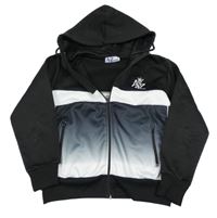 Čierno-biela prepínaci športová mikina výšivkou a kapucňou