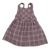 Svetloružová -čierne kockované šaty s volánikmi Primark