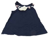 Nové - Tmavomodrý top s kvietkami Topolino