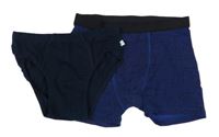 2x  Tmavomodré vzorované boxerky + tmavomodré slipy 