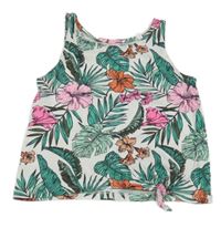Bielo-farebný kvetovaný crop top s uzlom C&A