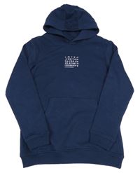 Tmavomodrá mikina s nápisom a kapucňou Matalan