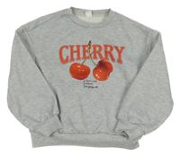 Sivá melírovaná oversize mikina s třešničkami Shein