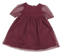 Vínové síťované třpytivé šaty H&M