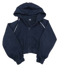 Tmavomodrá prepínaci crop mikina s prúžkami a kapucňou F&F