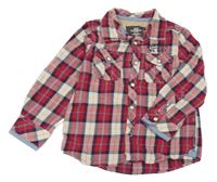 Červeno-modro-bílá kostkovaná košile H&M