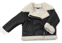 Černý koženkový zateplený crop křivák Primark