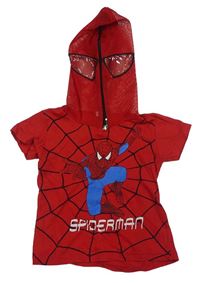 Červené tričko se Spider-manem a síťovanou a kapucí 