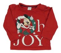 Červené tričko s Minnie s vánočním motívom C&A