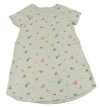 Svetlošedá -biele melírované teplákové šaty s kvietkami H&M