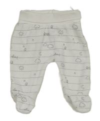 Bílo-černé pruhované sametové polodupky s obláčikmi  a sluníčky C&A