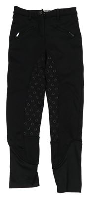 Černé softshellové thermo jezdecké kalhoty s protiskluzovými podkovami crane