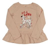 Pudrová tunika s pejskem a kočičkou a srdíčky carter's