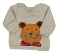 Svetlošedá -smotanová melírovaná mikina s medvedíkom PRIMARK