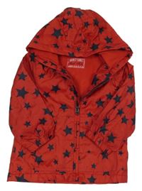 Červená šusťáková jarní bunda s hvězdičkami a kapucí Rebel