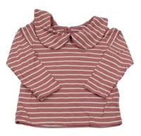 Starorůžovo-bílé pruhované triko s límečkem PRIMARK