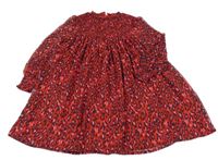 Červeno-černo-růžové vzorované šifonové šaty M&S