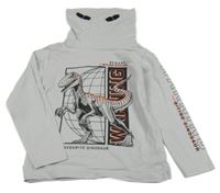 Světlešedé triko s dinosaurem a komínovým límcem dopodopo