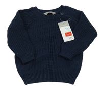 Nové - tmavomodrý vzorovaný žebrovaný svetr PRIMARK