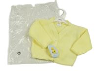 Nové - žltý perforovaný pletený prepínaci sveter