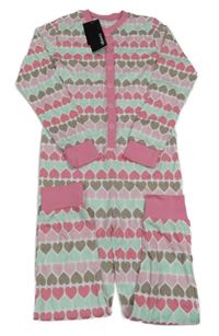 Nové - bílo-růžový overal se srdíčky George