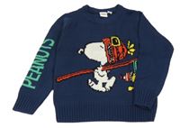 Tmavomodrý pletený sveter so Snoopym PEANUTS