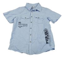 Modrá melírovaná košile s nápisy YIGGA