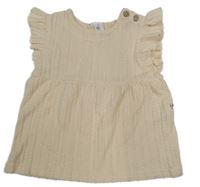 Smetanové žebrované/vzorované tričko s volánky Topomini