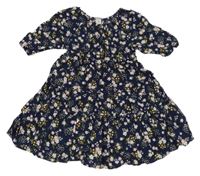 Tmavomodré šaty s kvietkami dopodopo