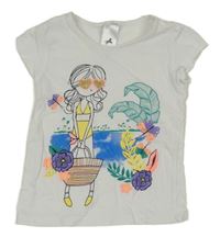 Bílé tričko s dívkou C&A