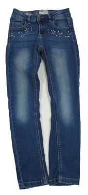 Modré slim fit rifle s kamínky REVIEW