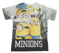 Nové - bílo-šedo-tmavošedé tričko s Mimoni 