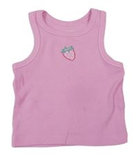 Ružový rebrovaný top s jahůdkou PRIMARK