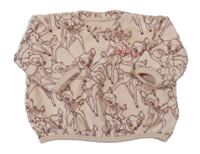 Pudrová sametová oversize mikina s Bambim H&M