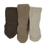 3x - Melírované teplé ponožky - Tmavohnědé, kávové, světlešedobéžové