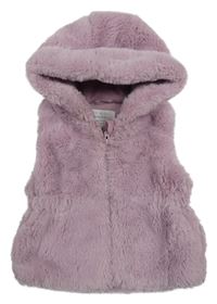 Světlefialová kožešinová zateplená vesta s kapucí PRIMARK