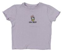 Lila rebrované crop tričko s Daisy George