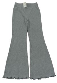 Šedé žebrované flare kalhoty Primark