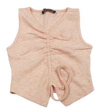 Svetloružový melírovaný rebrovaný crop top Select