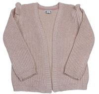 Růžový melírovaný třpytivý svetrový cardigan s volánky Primark