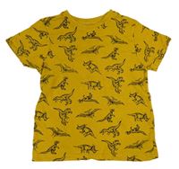 Okrové tričko s dinosaury Primark
