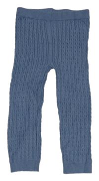 Modré pletené tepláky s copánkovým vzorom Primark