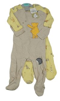 Nové - 2x overal - béžovo-bílý pruhovaný rebrovaný s Púem + žlutý zn. M&S